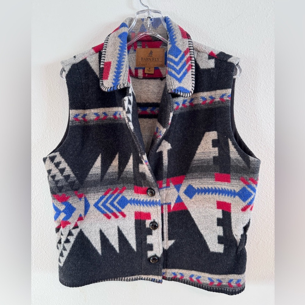 Barn Fly Southwest Patterned Blanket Vest 100% Wool Women’s Medium